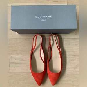 NEW IN BOX Everlane Red Suede Sling Mules - Size 10